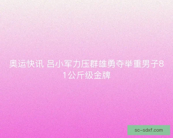 奥运快讯 吕小军力压群雄勇夺举重男子81公斤级金牌